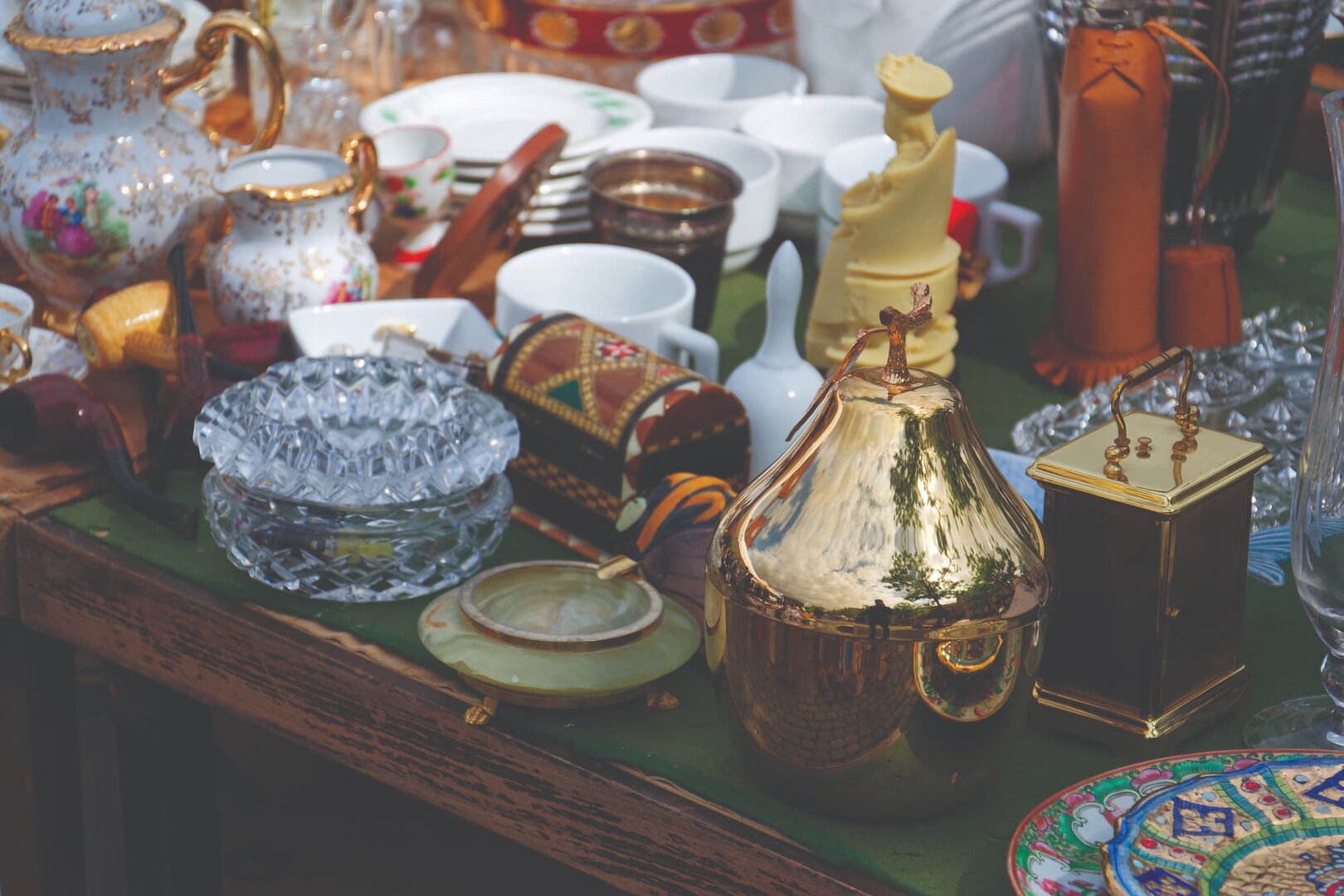 Table with antique items